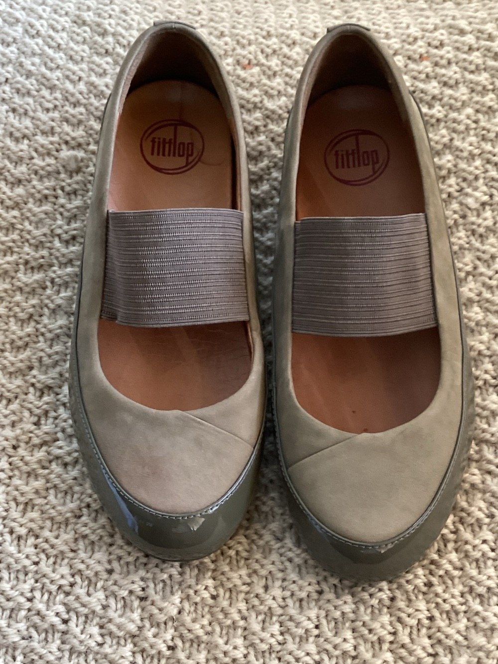 Fitflop Olive Green Mary Jane Elastic Strap Flats